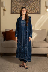 SAPPHIRE-3PC DHANAK EMBROIDERED SHIRT WITH DHANAK EMBROIDERED SHAWL AND TROUSER-GM-4392