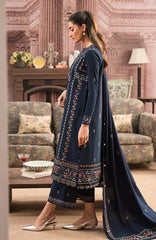 SERAN-3PC DHANAK EMBROIDERED SHIRT WITH DHANAK EMBROIDERD SHAWL & EMB TROUSER-GM-4243