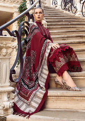 MARIA B - 3PC DHANAK EMBROIDERED SHIRT WITH COUTURE WOOL PRINT SHAWL AND DHANAK TROUSER-GM-4043