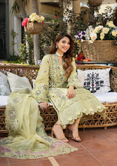 ELAF-3PC LAWN CHIKANKARI EMBROIDERED SHIRT WITH KHAADI NET EMB DUPATTA AND EMB TROUSER-GM-4601
