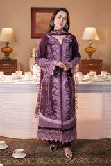 JADE-3PC DHANAK SEQUENCE EMBROIDERED SHIRT WITH COUTRAI PRINTED SHAWL & DHANAK TOUSER-GM-4152