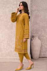 JAZMIN-3PC DHANAK EMBROIDERED SHIRT WITH COUTRAI WOOL PRINTED SHAWL & TROUSER-GM-4028