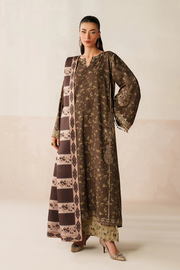 BAROQUE-3PC KHADDAR PRINTED SHIRT WITH KHADDAR PRINTED DUPATTA AND PRINT TROUSER-GM-2663