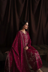 BATIK-3PC DHANAK EMBROIDERED SHIRT WITH DHANAK EMBROIDERED SHAWL AND TROUSER-GM-4403