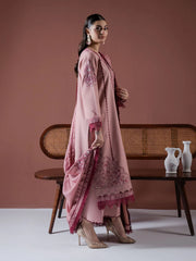 ASIM JOFA-3PC DHANAK EMBROIDERED SHIRT WITH DHANAK EMBROIDERED SHAWL & TROUSER-GM-4186