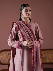 ASIM JOFA-3PC DHANAK EMBROIDERED SHIRT WITH DHANAK EMBROIDERED SHAWL & TROUSER-GM-4186