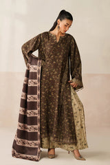 BAROQUE-3PC KHADDAR PRINTED SHIRT WITH KHADDAR PRINTED DUPATTA AND PRINT TROUSER-GM-2663