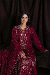 BATIK-3PC DHANAK EMBROIDERED SHIRT WITH DHANAK EMBROIDERED SHAWL AND TROUSER-GM-4403