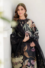 BAROQUE-3PC KHADDAR PRINTED EMB SHIRT WITH KHADDAR PRINTED EMB DUPATTA AND PRINTED TROUSER-GM-2624