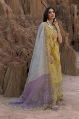 RANG RASIYA-3PC DHANAK EMBROIDERED SHIRT WITH KHAADI NET EMB READY TO WEAR DUPATTA & DHANAK TOUSER-GM-4141