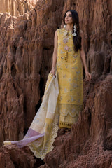 RANG RASIYA-3PC DHANAK EMBROIDERED SHIRT WITH KHAADI NET EMB READY TO WEAR DUPATTA & DHANAK TOUSER-GM-4141