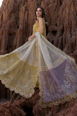 RANG RASIYA-3PC DHANAK EMBROIDERED SHIRT WITH KHAADI NET EMB READY TO WEAR DUPATTA & DHANAK TOUSER-GM-4141