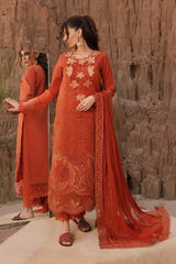 RANG RASIYA-3PC LAWN CHIKANKARI EMB SHIRT WITH ORGANZA EMB DUPATTA AND EMB TROUSER-GM-4520