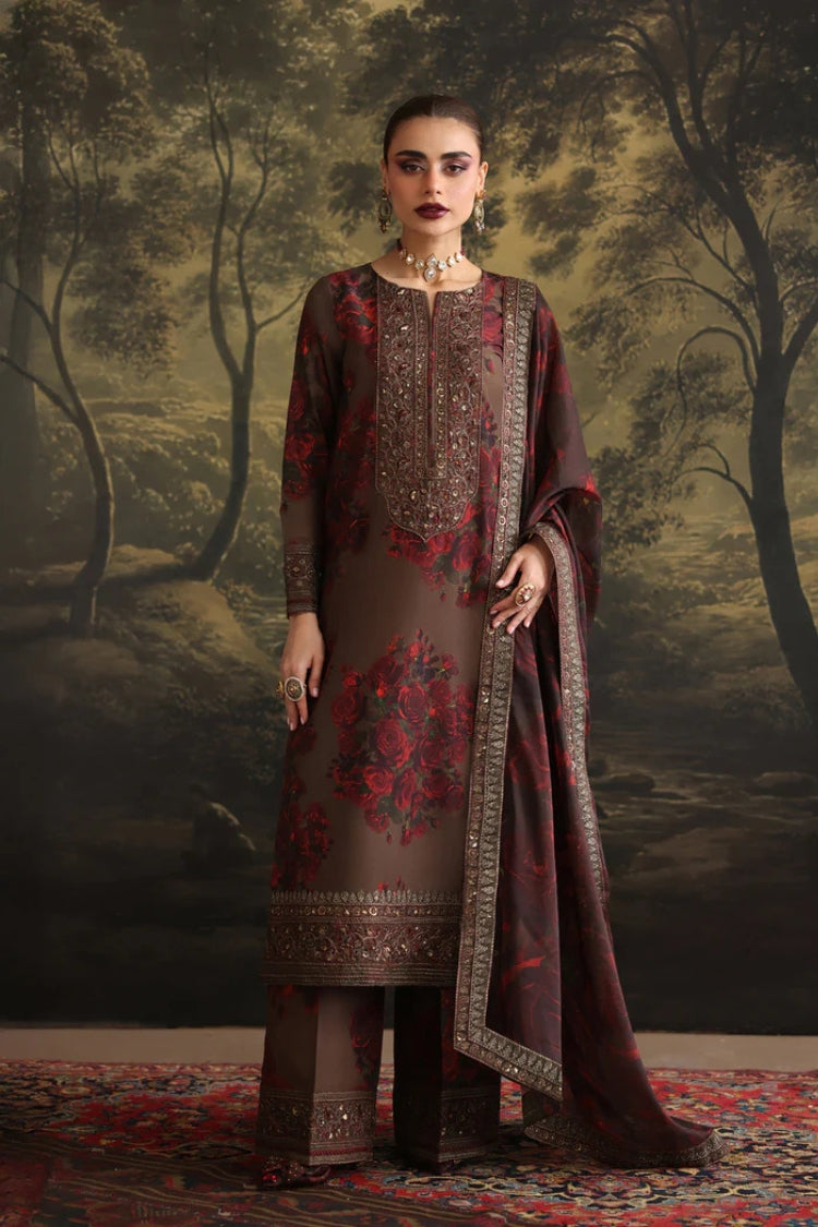 ZAINAB CHOTANI-3PC SHAMOZE SILK PRINTED EMBROIDERED SHIRT WITH SOFT SILK PRINTED EMB DUPATTA & EMB TROUSER-GM-1724