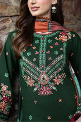SAPPHIRE-3PC KHADDAR EMBROIDERED SHIRT WITH COURTRAI PRINTED SHAWL AND TROUSER-GM-4419