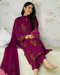 SAPPHIRE-3PC LAWN EMBROIDERED SHIRT WITH BAMBER CHIFFON EMBROIDERED DUPATTA AND LAWN TROUSER-GM-4615
