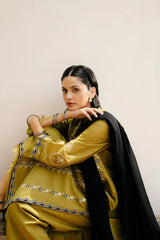 ZARA SHAHJAHAN-3PC DHANAK EMBROIDERED SHIRT WITH CHIFFON EMBROIDERED SHAWL & DHANAK TOUSER-GM-4222