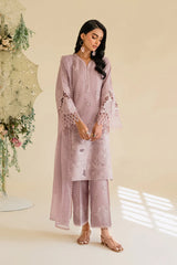 IZNIK-3PC LAWN EMBROIDERED SHIRT WITH KHAADI NET DUPATTA & TROUSER-GM-3779