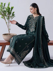 ASIM JOFA-3PC DHANAK EMBROIDERED SHIRT WITH DHANAK EMBROIDERED SHAWL & TROUSER-ADR-4165