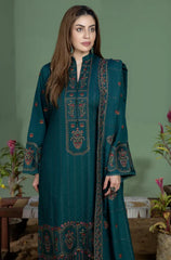 MOHAGNI-3PC DHANANK EMBROIDERED SHIRT WITH DHANAK EMBROIDERED SHAWL AND TROUSER-GM-4256