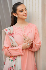 ZIVA-3PC LAWN EMBROIDERED SHIRT WITH CHIFFON PRINTED DUPATTA & TROUSER-GM-4564