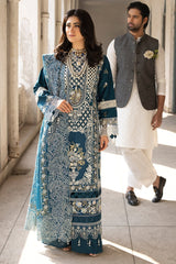 MAHNUR-3PC LAWN EMBROIDERED SHIRT WITH KHADDI NET EMBROIDERED DUPATTA AND TROUSER-GM-4609