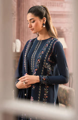SERAN-3PC DHANAK EMBROIDERED SHIRT WITH DHANAK EMBROIDERD SHAWL & EMB TROUSER-GM-4243