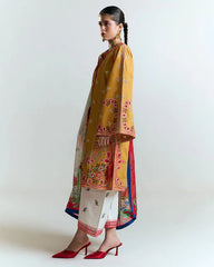 HUSSAIN REHAR - 3PC LAWN HEAVY EMBROIDERED SHIRT WITH MONARK PRINTED DUPATTA AND EMB TROUSER-GM-3799