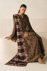 BAROQUE-3PC KHADDAR PRINTED SHIRT WITH KHADDAR PRINTED DUPATTA AND PRINT TROUSER-GM-2663