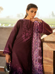 BIN ILYAS-3PC DHANAK EMBROIDERED SHIRT WITH COURTRAI PRINTED SHAWL & DHANAK TOUSER-GM-4123