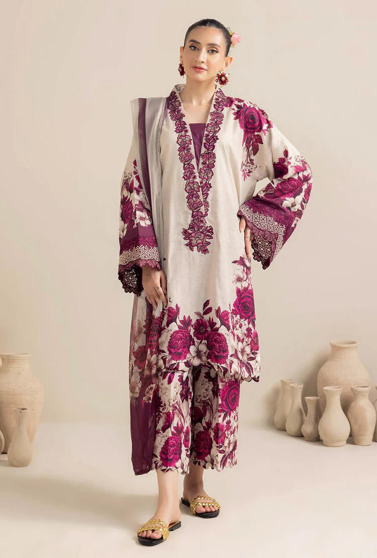 ADAN LIBAS-3PC KHADDAR PRINTED EMB SHIRT WITH KHADDAR PRINT DUPATTA AND PRINT TROUSER-GM-2557