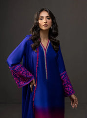 ZAINAB CHOTTANI-3PC SHAMOZE SILK PRINTED EMB SHIRT WITH SOFT SILK PRINTED DUPATTA & TROUSER GM-1730