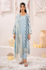 IZNIK - 3PC LAWN BORER EMBROIDERED SHIRT WITH MONARK PRINTED DUPATTA AND TROUSER-GM-3739