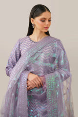 BAROUQE-ORGANZA 3PC SEQUENCE EMBROIDERED SHIRT WITH ORGANZA SEQUENCE EMBROIDERED DUPATTA WITH SILK TROUSER -GM-4266