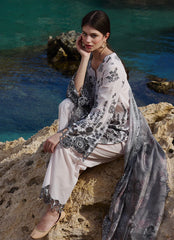 IMAGE-3PC LAWN EMBROIDERED SHIRT WITH CHIFFON PRINT DUPATTA AND EMB TROUSER-GM-3710