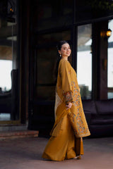 NISHAT-3PC KHADDAR EMBROIDERED SHIRT WITH COURTRAI PRINTED SHAWL & TROUSER-GM-4377