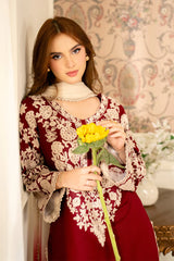 JAZMIN-3PC LAWN EMBROIDERED SHIRT WITH CHIFFON TYE & DYE DUPATTA AND TROUSER -GM-4656