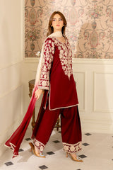 JAZMIN-3PC LAWN EMBROIDERED SHIRT WITH CHIFFON TYE & DYE DUPATTA AND TROUSER -GM-4656