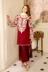JAZMIN-3PC LAWN EMBROIDERED SHIRT WITH CHIFFON TYE & DYE DUPATTA AND TROUSER -GM-4656