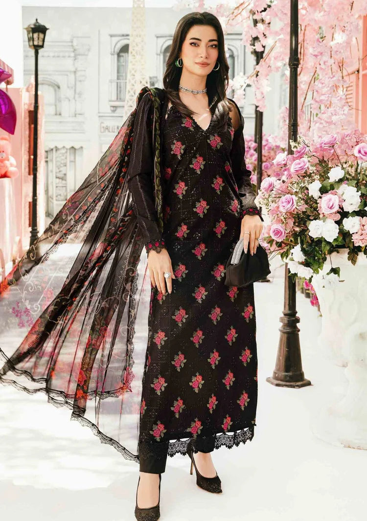 MARIA B-3PC LAWN EMBROIDERED SHIRT WITH MONARK PRINT DUPATTA & TROUSER-GM-3775
