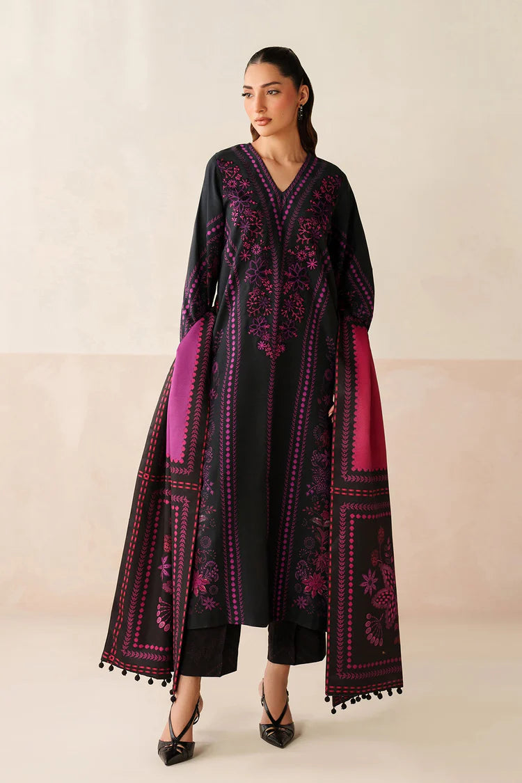 BAROQUE-3PC KHADDAR PRINTED SHIRT WITH KHADDAR PRINTED DUPATTA AND PRINTED TROUSER-GM-2659