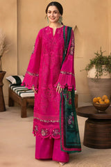 JADE-3PC LAWN CHIKANKARI EMBROIDERED SHIRT WITH CHIFFON PRINTED DUPATTA AND TROUSER -GM-4507