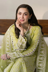 MARYAM & MARIA-3PC LAWN EMBROIDERED SHIRT WITH ORGANZA EMBROIDERED DUPATTA & TROUSER-GM-3704