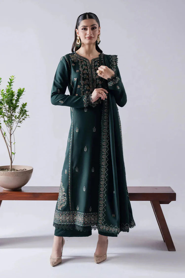 ASIM JOFA-3PC DHANAK EMBROIDERED SHIRT WITH DHANAK EMBROIDERED SHAWL & TROUSER-ADR-4165
