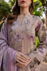 BAROQUE-3PC KHADDAR PRINTED SHIRT WITH KHADDAR PRINTED DUPATTA AND PRINT TROUSER-GM-2644