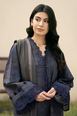 BAROQUE-3PC KHADDAR PRINTED SHIRT WITH KHADDAR PRINT DUPATTA AND PRINT TROUSER-GM-2631