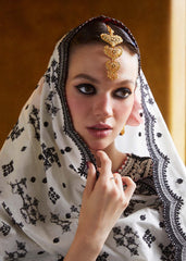 HUSSAIN REHAR-3PC DHANAK EMBROIDERED SHIRT WITH COTTON NET EMBROIDERED DUPATTA AND EMB TROUSER-GM-4196