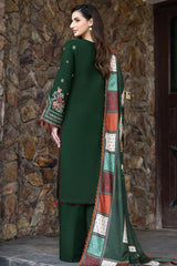 SAPPHIRE-3PC KHADDAR EMBROIDERED SHIRT WITH COURTRAI PRINTED SHAWL AND TROUSER-GM-4419