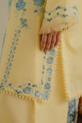 ZARASHAHJAHAN-3PC DHANAK EMBROIDERED SHIRT WITH COURTRAI WOOL PRINTED SHAWL AND TROUSER-GM-4066