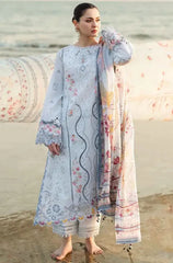 QALAMQAR - 3PC LAWN EMBROIDERED SHIRT WITH MONARK PRINTED DUPATTA AND TROUSER-GM-3663